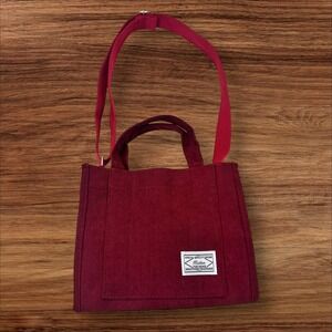 Corduroy‎ Tote Bag Crossbody Purse Maroon Niction Special Quality Design